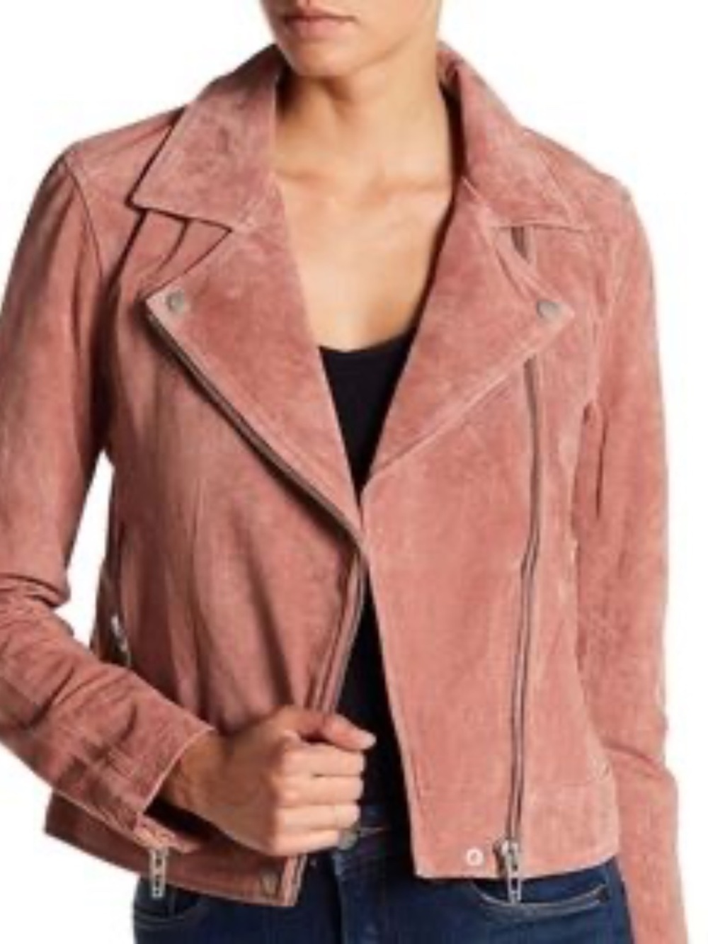 Blank NYC Suede Leather Moto Jacket in Pink Size - Medium